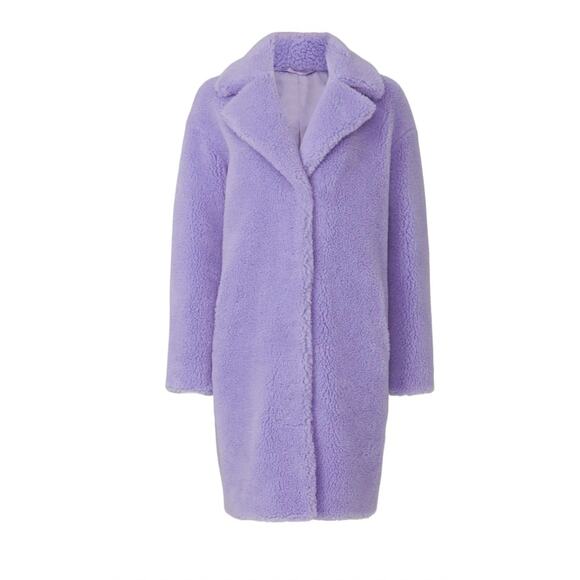 EUC Stand Studio Purple Sherpa Camille Cocoon Coat FR 36/US 4/US S - Picture 1 of 10